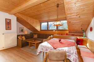 Wohnzimmer mit großem Esstisch